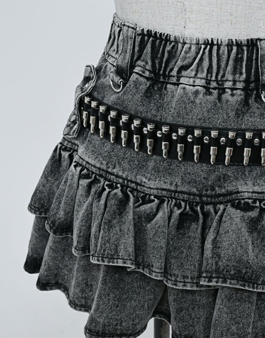 REFLEM【レフレム】弾丸ベルト付きフリルスカート/全2色