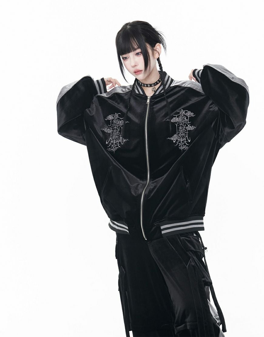 REFLEM【レフレム】ベロア刺繍スカジャン/全2色