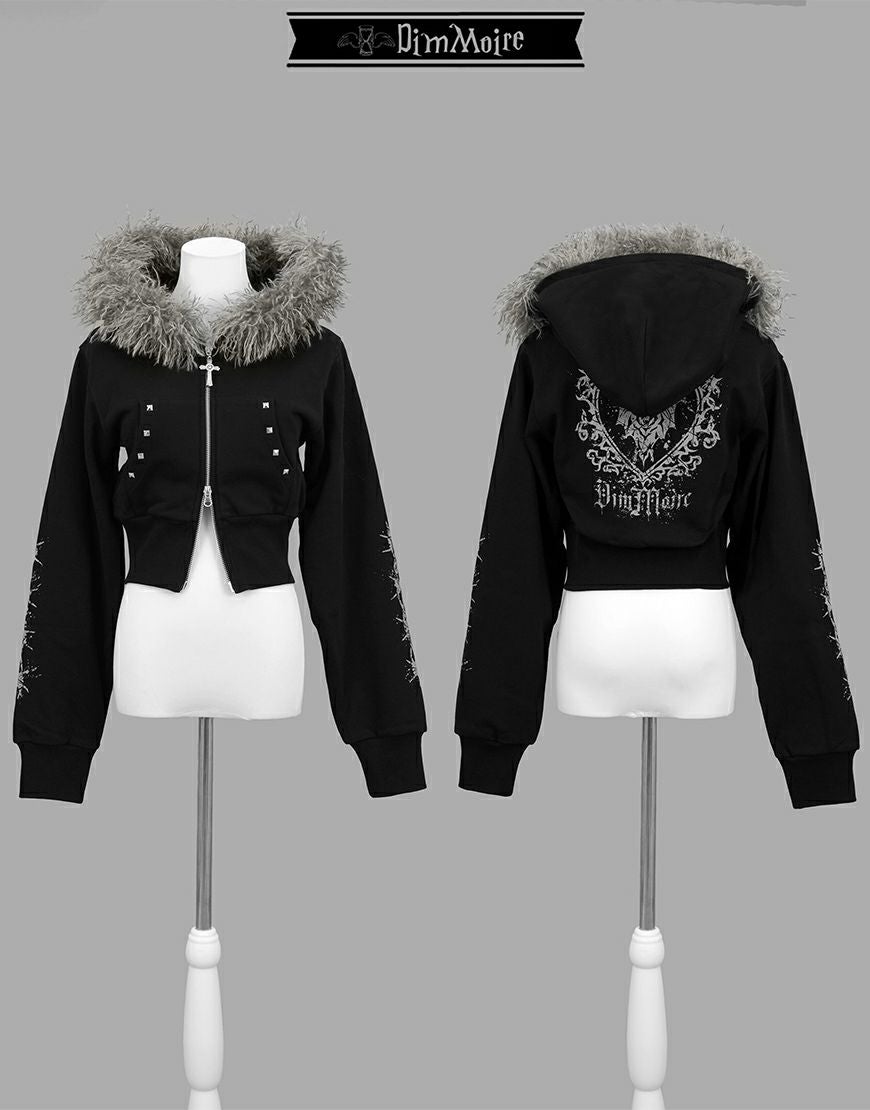 DimMoire【ディムモアール】ファーフードGothicパーカー/Black