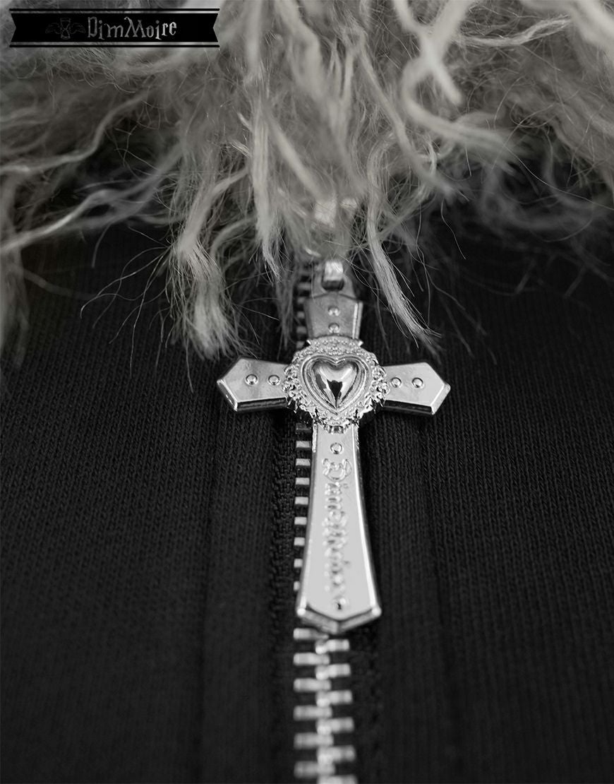 DimMoire【ディムモアール】ファーフードGothicパーカー/Black