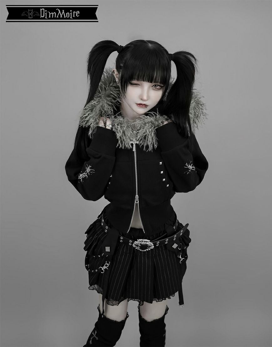 DimMoire【ディムモアール】ファーフードGothicパーカー/Black