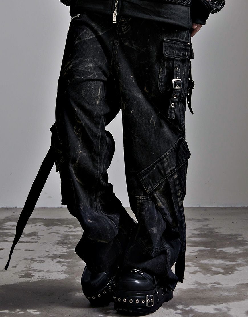 DimMoire【ディムモアール】PUNKワイドパンツ/Black