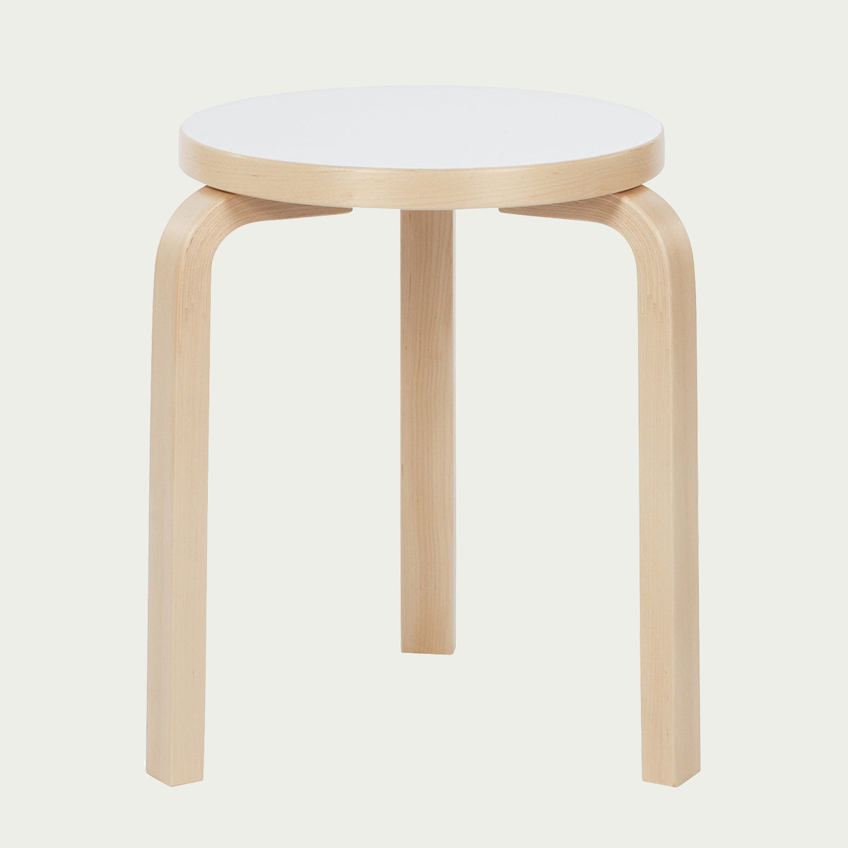 Artek Alvar Aalto Stool 60 - Three-Legged - White Laminate - Artek