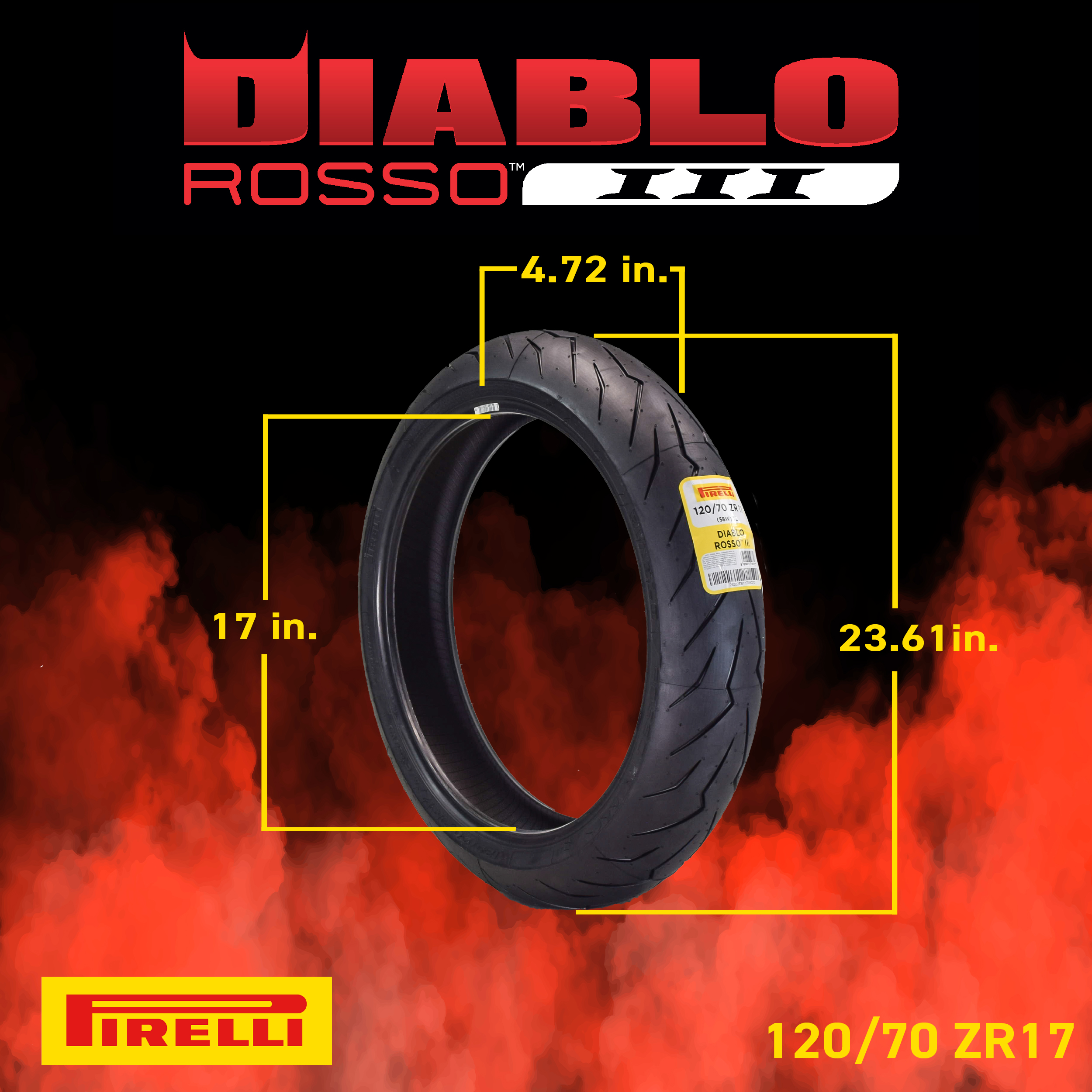 Pirelli Diablo Rosso III 120/70 ZR17 Front Motorcycle Tire | eBay
