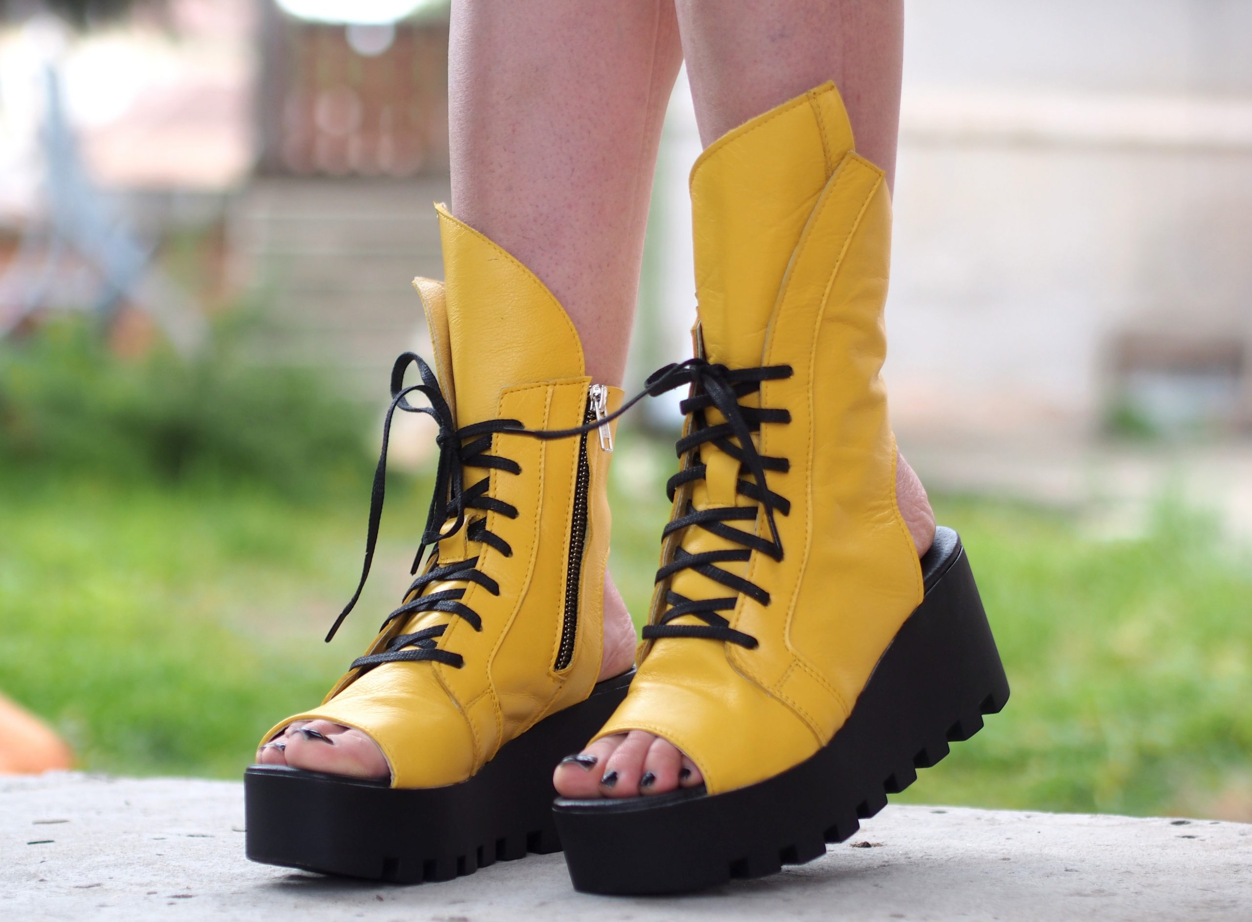 Women genuine leather Yellow boots – Adrenalinefashion