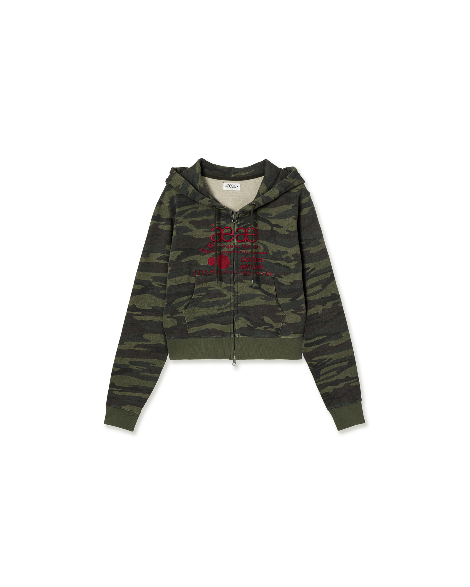 WEB LOGO CROP HOOD ZIP UP [CAMO GREEN] – aeae JAPAN
