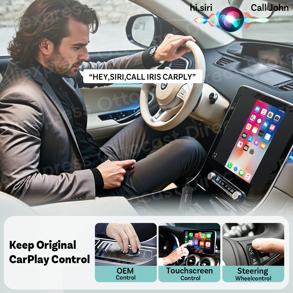 Ottocast Mirror Touch Wireless CarPlay Adapter Near Zero-Latency
