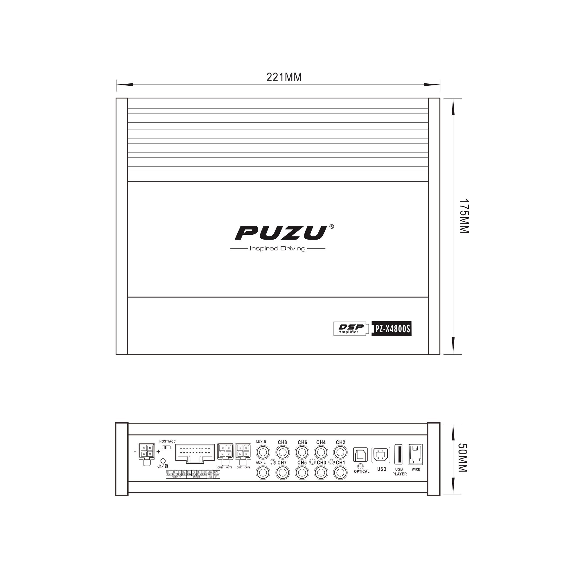 Puzu PZ-X4800S 6コア32bit 8CH電源カーオーディオdspデジタル信号