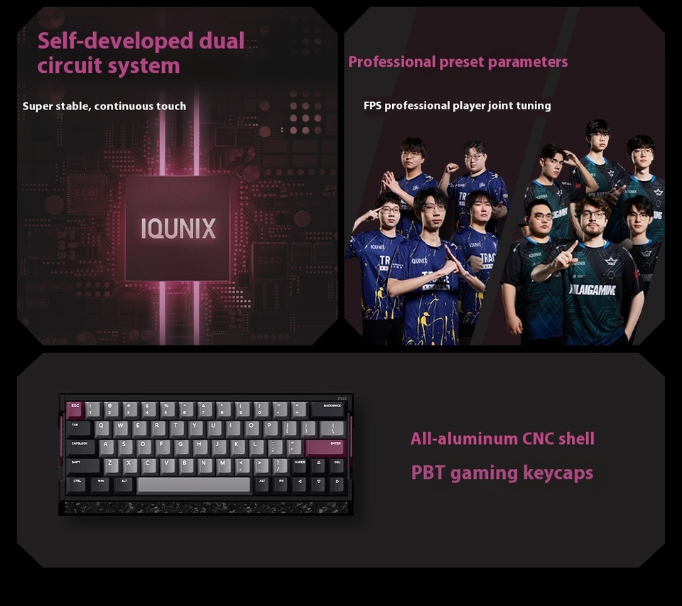 IQUNIX EV63 ゲーミングキーボード ホール効果磁気スイッチ 0.01mm RT