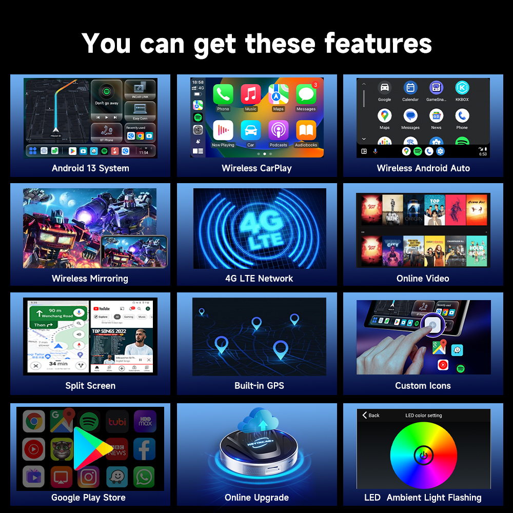 2026 New HEYINCAR Android 13 Tv box Android Auto Carplay Wireless