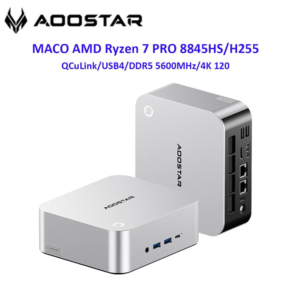 AOOSTAR Mini PC MACO AMD Ryzen 7 PRO 8845HS/H255 WiFi6 BT5.2 32G