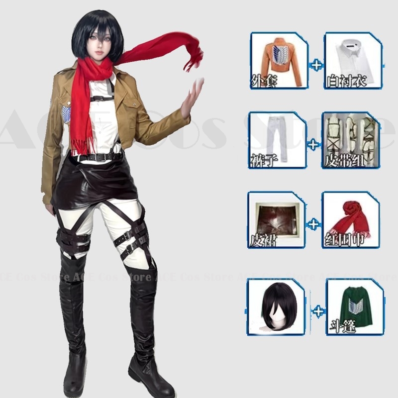 Anime levi ataque eren mikasa titan ackerma cosplay traje terno