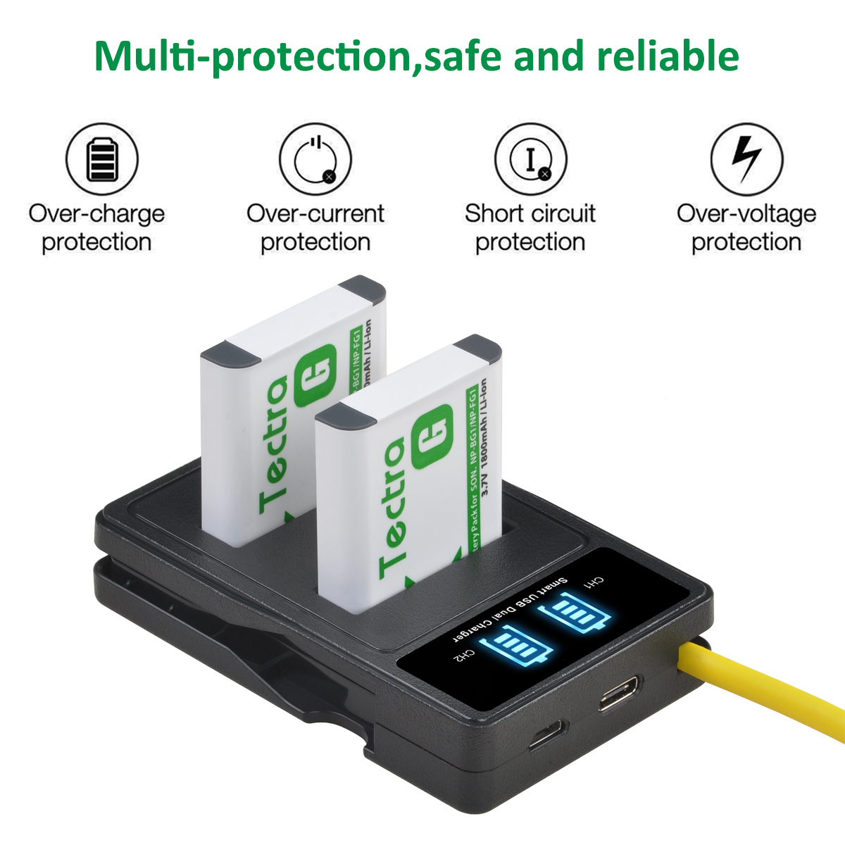 1800mAh NP-BG1 NP-FG1 バッテリー + LED デュアル充電器 Sony Cyber