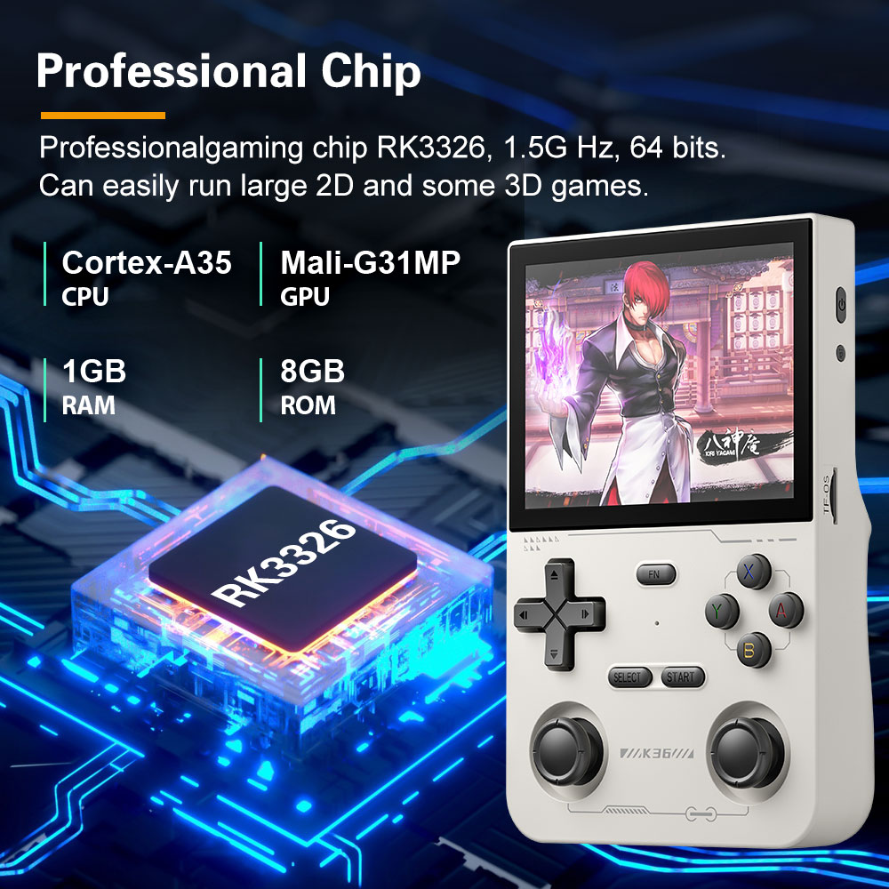 K36 Game Console Retro Handheld Video RK3326 Linux OS 3.5 inch 640