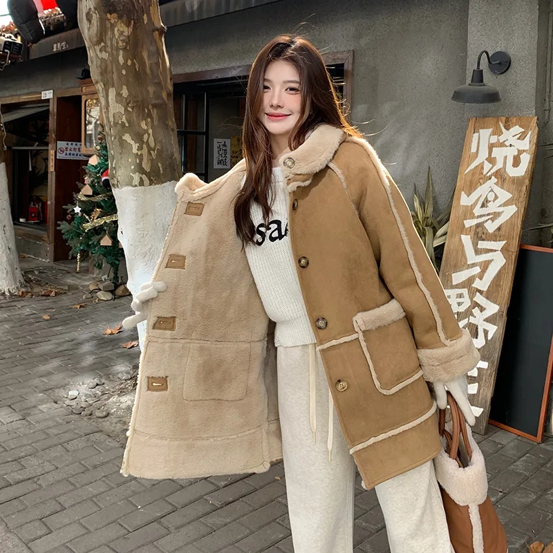 Maillard Lamb Wool Coat Women's Leather Wool One piece 2024 Winter