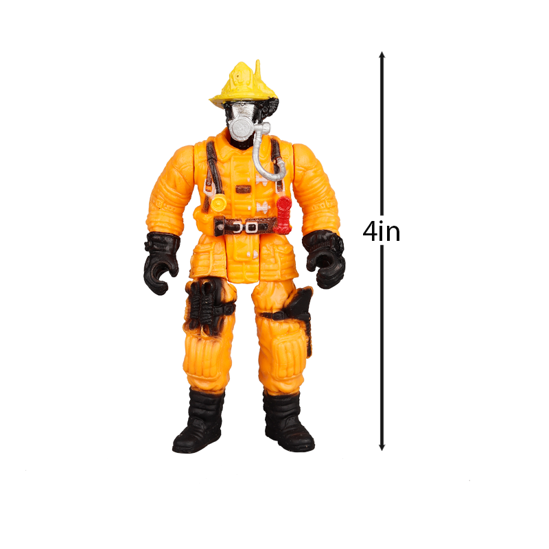 消防士の男性の兵士アクションフィギュアプレイセット、ツール、子供