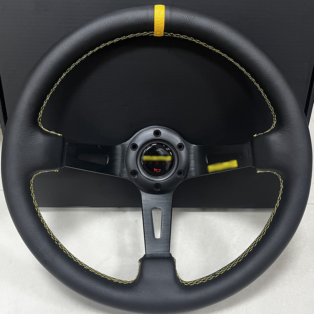 トラック 大口径48πMOMO ステアリング 本体 3スポーク ブラックレザー