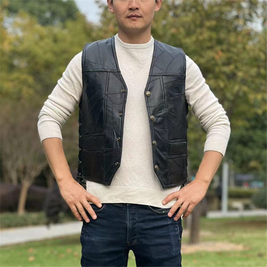 2026 新しい男性オートバイ革ベストパンクスタイルノースリーブ