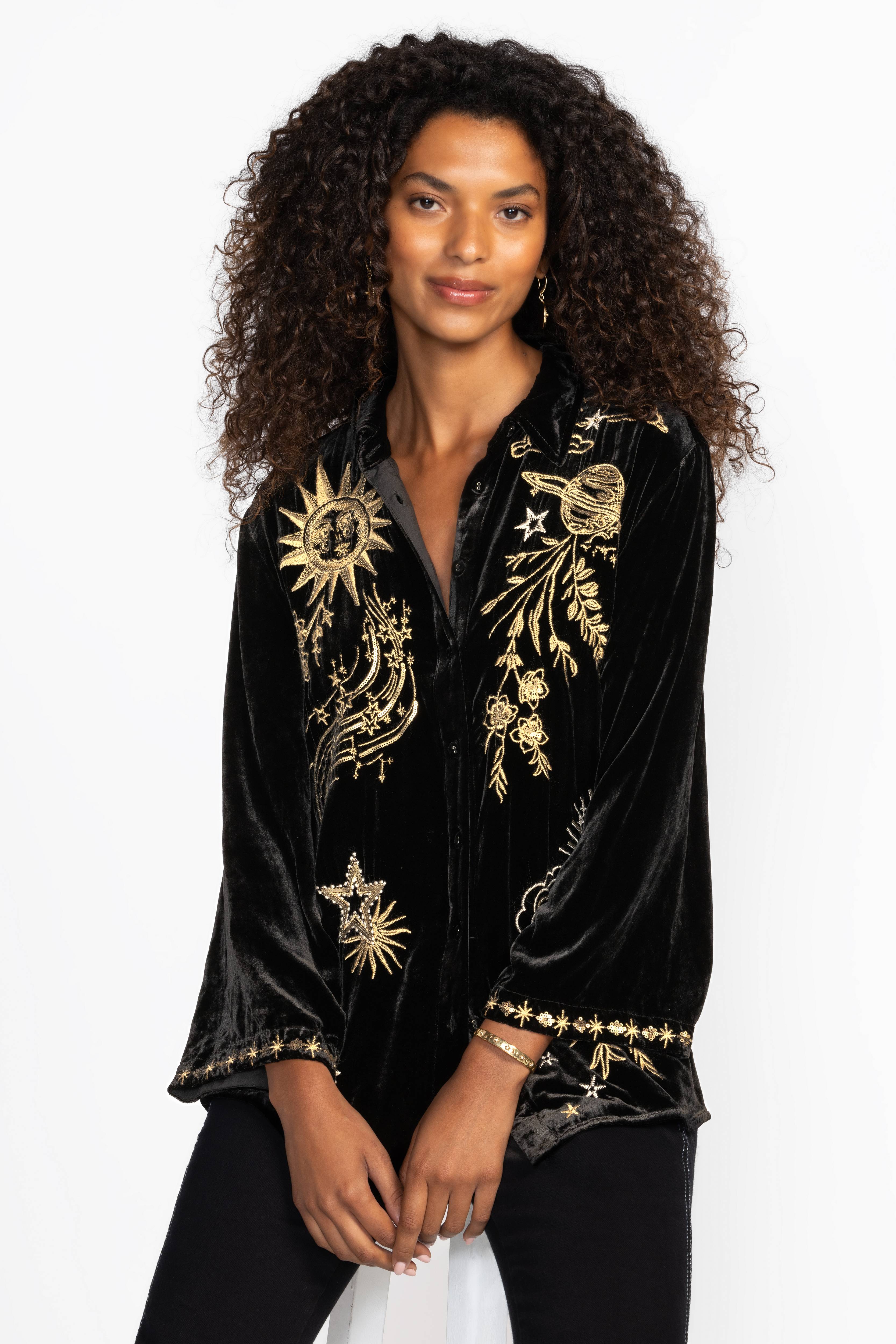 Buy VELVET KIMONO SLEEVE SHIRT | Johnny Was