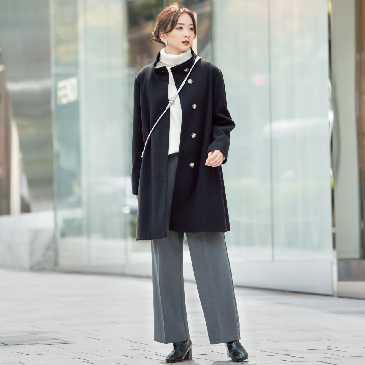 AirWOOLISH NEO スタンドロングコート レディス Purelast(ピュアラスト