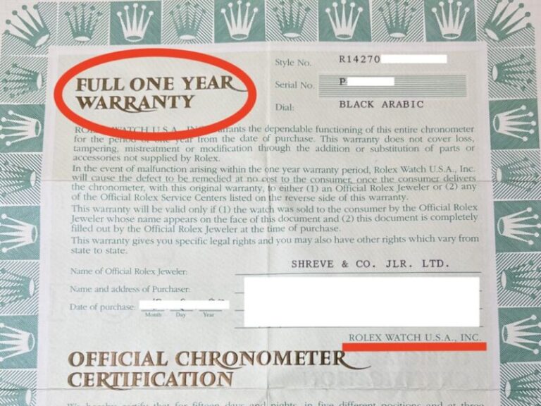 ロレックスの保証書（ギャランティ）の種類とクライアントコード（出荷