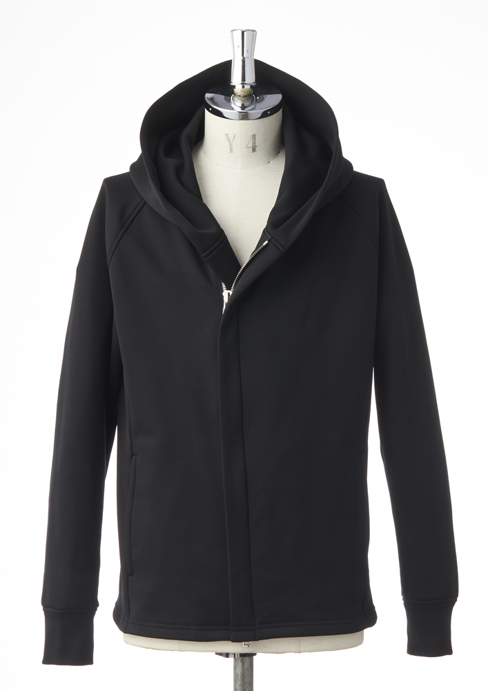 AKM】TEXBRID HIGH-GAGE JERSEY SOLID WRAP HOODED -BLACK-