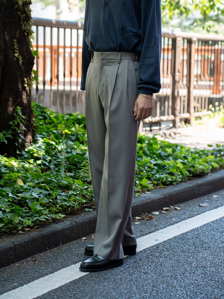 IRENISA / TWO TUCKS WIDE TROUSERS - STONE GRAY-｜aIbn公式通販