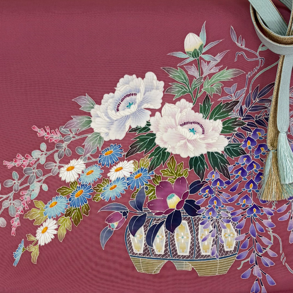 本加賀友禅 染め九寸帯 古泉良範 作「花籠」 - 青山ゑり華