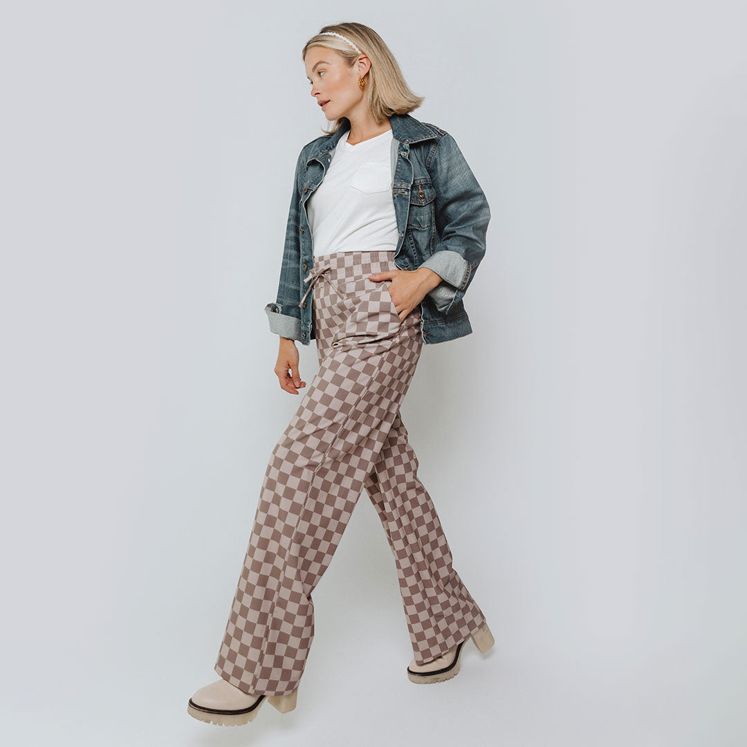 Audrey Trouser, Brown Checkers - Albion Fit