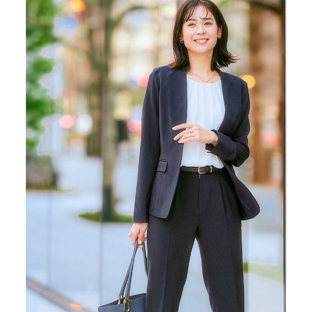 レディーススーツ】うすカルタテヨコストレッチパンツスーツ（ノー