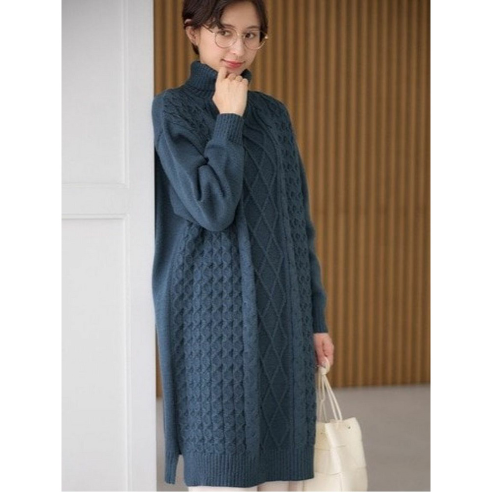 ふんわりケーブルニットワンピ 大きいサイズレディース 271550