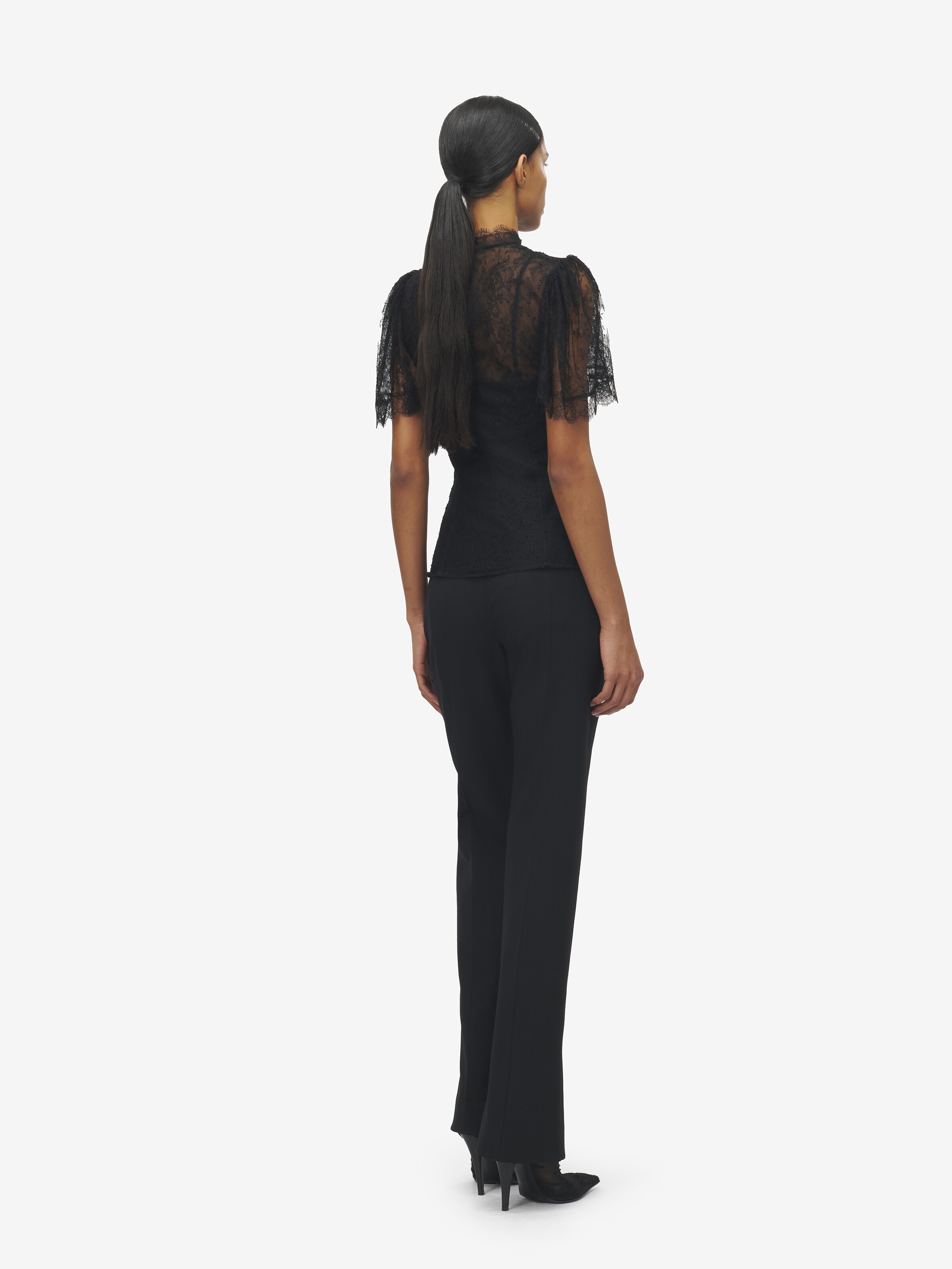 Women's Wool Gabardine Tailored Trousers in Black | McQueen US