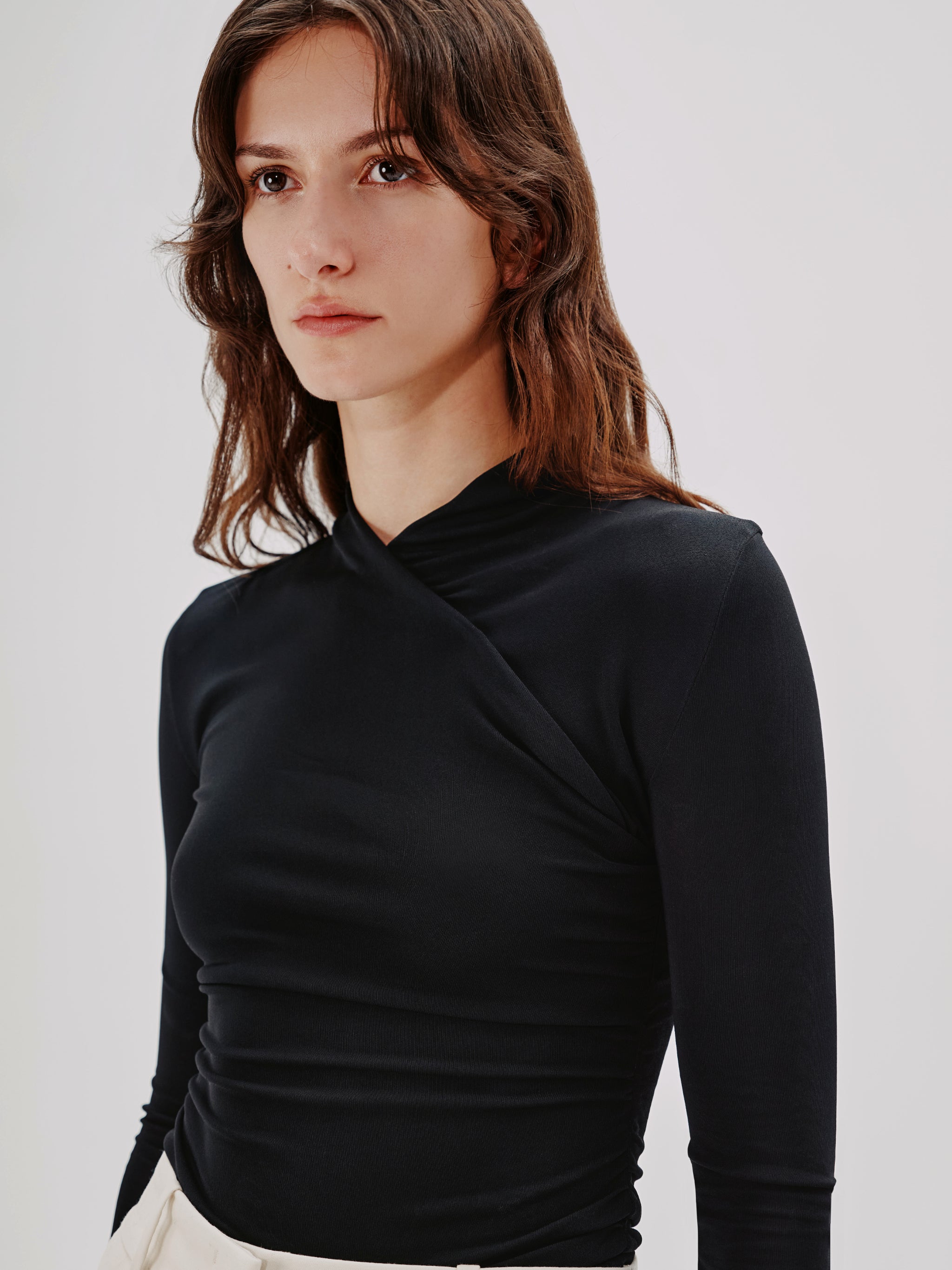 Crossover Neck Top | Black – Another Tomorrow