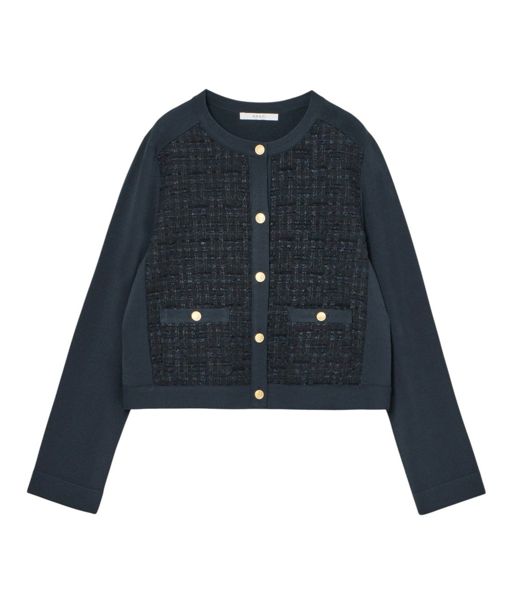 Eternal Line 2025】ミックスツイードコンビジャケットカーディガン