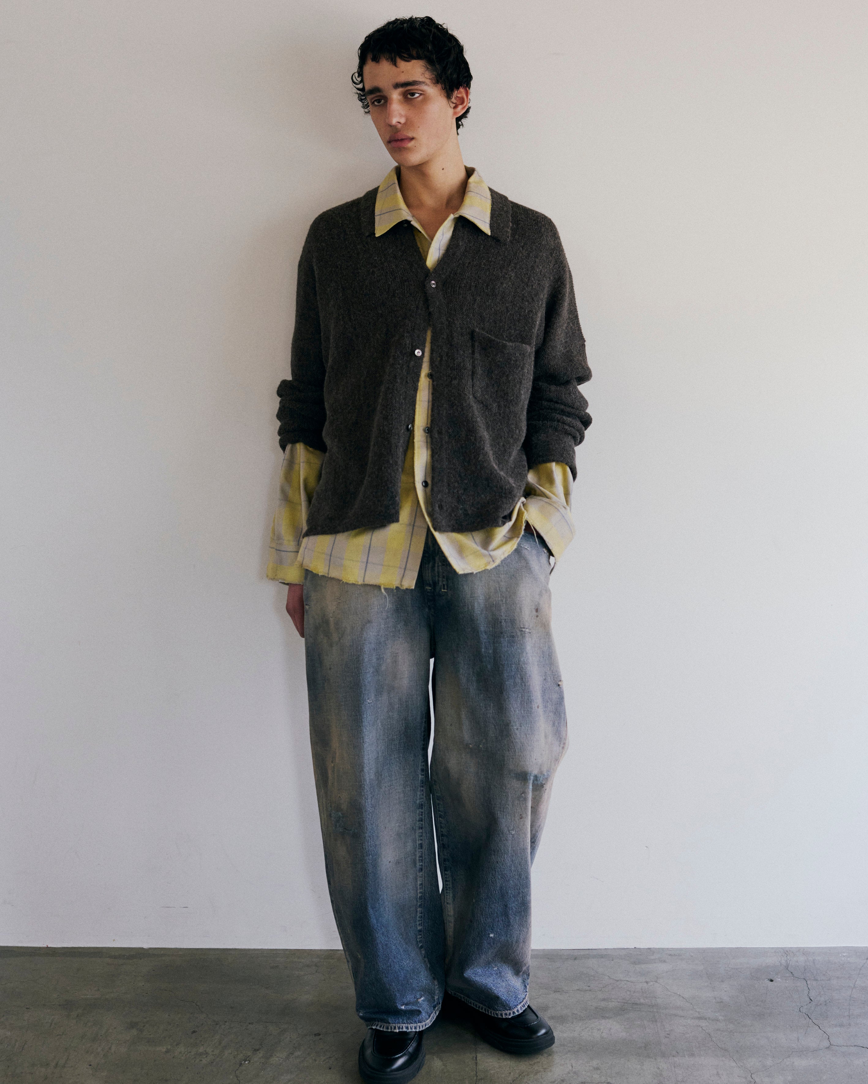 KIMONO KNIT SHIRT(BROWN) – ANCELLM