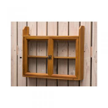 ウォールシェルフ 棚 壁掛け 収納 ナチュラル ガラス扉 両開き 木製