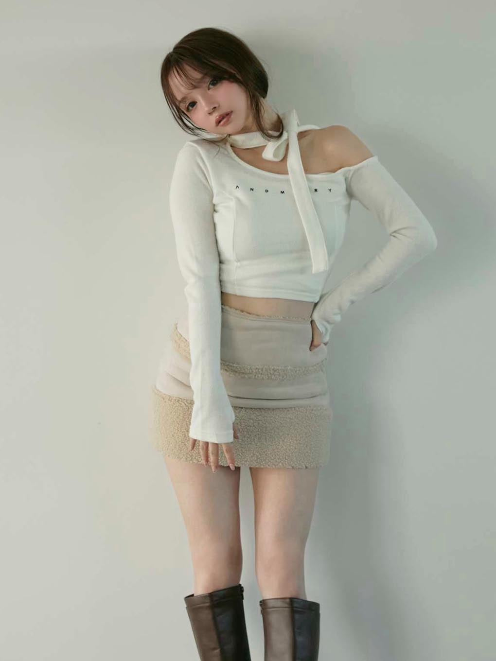 ANDMARY】Nana ribbon oneshoulder tops