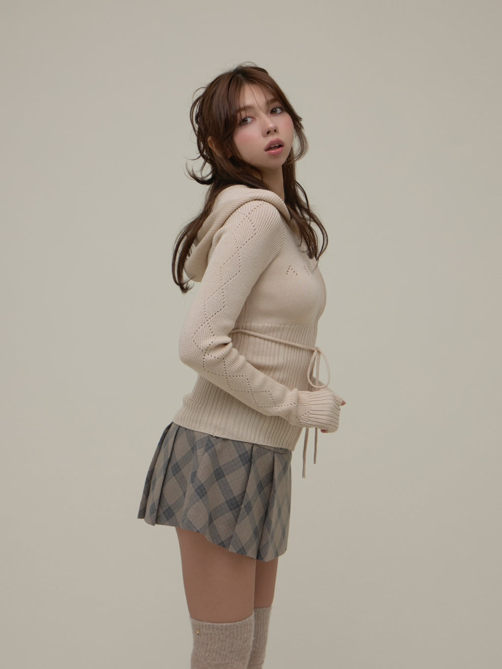 ANDMARY】Coco check mini pleats skirt