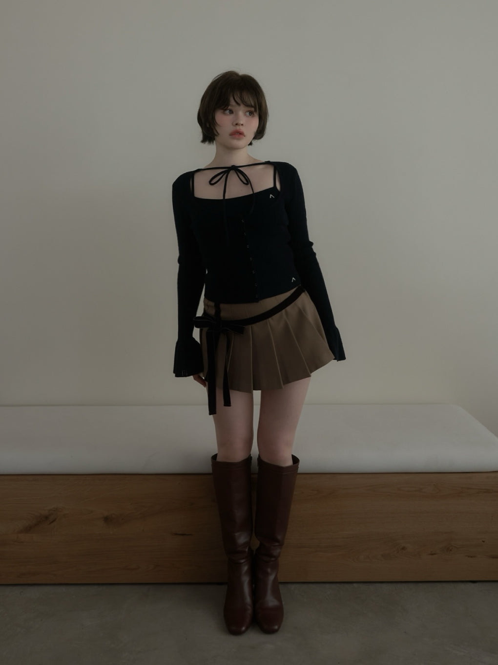 ANDMARY】Valentine ribbon mini skirt