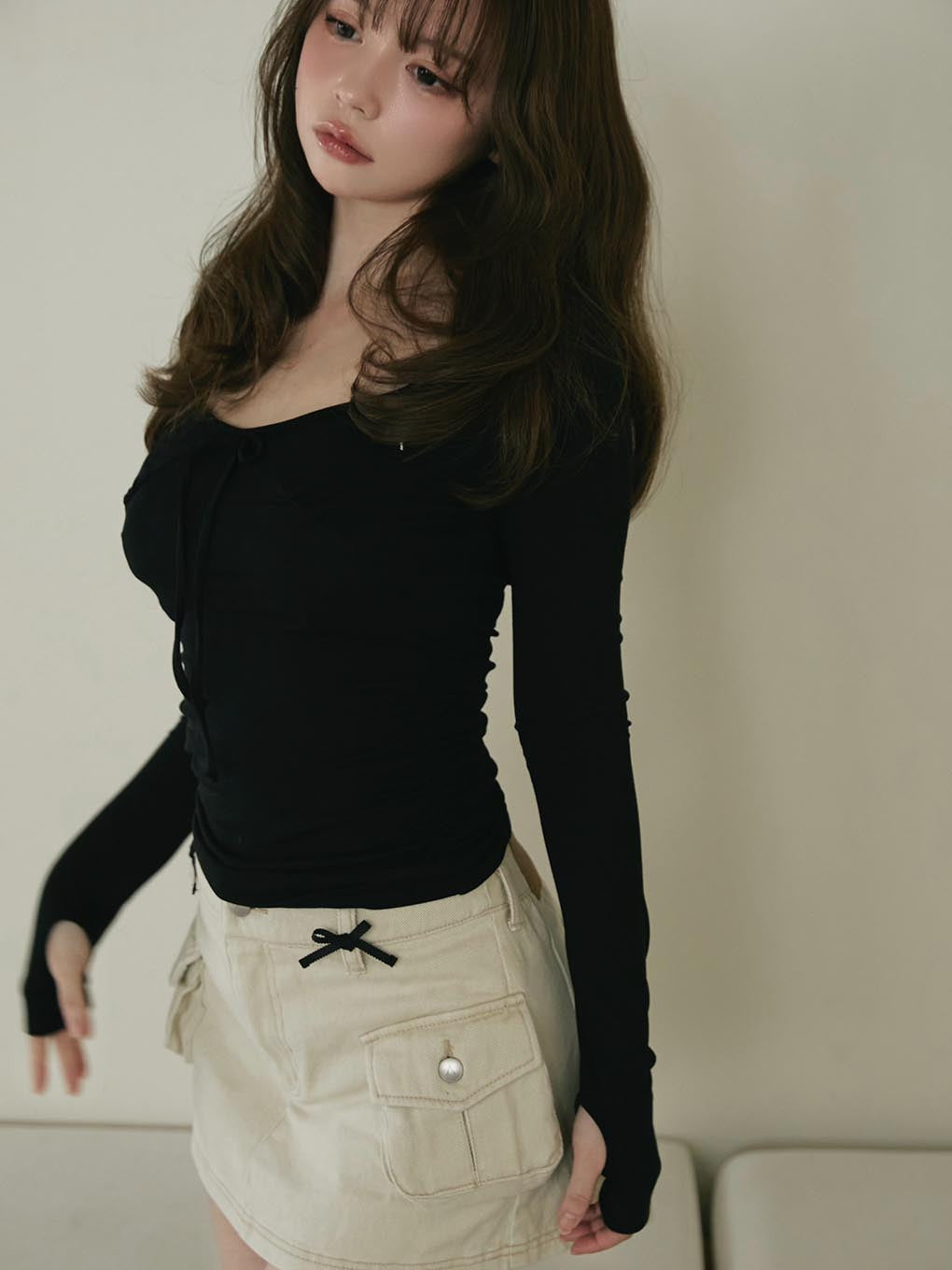 ANDMARY】Baby ribbon mini skirt