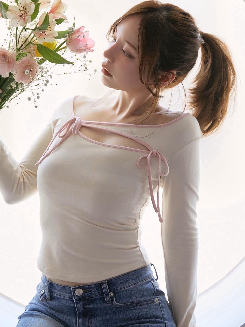 andmary Lilian ribbon tops ivory 【公式通販】