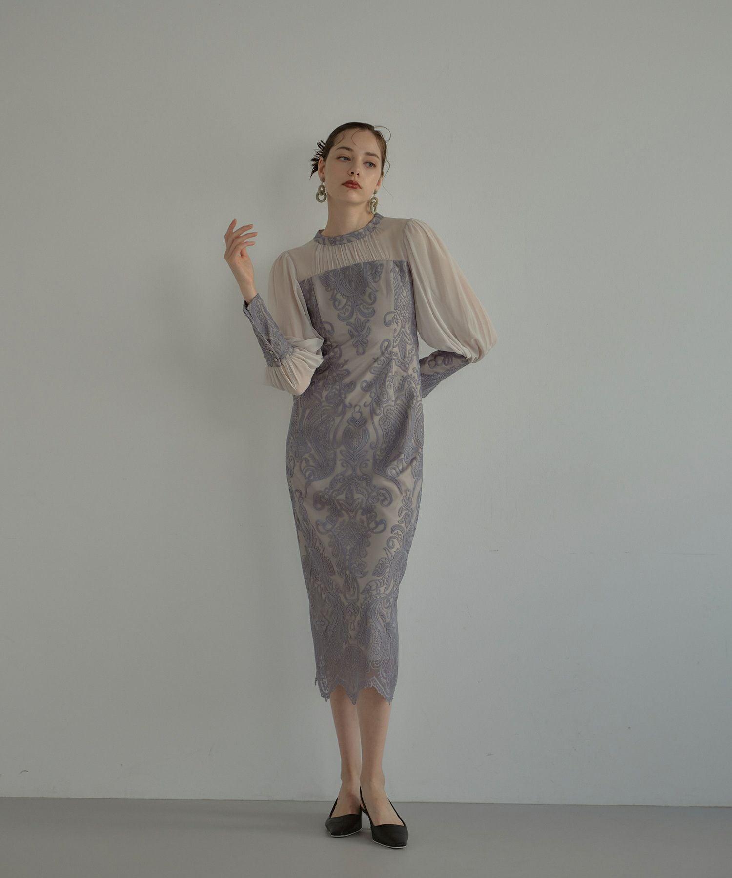 アンドレスド ダマスクギャザードレス 結婚式 お呼ばれ ドレス