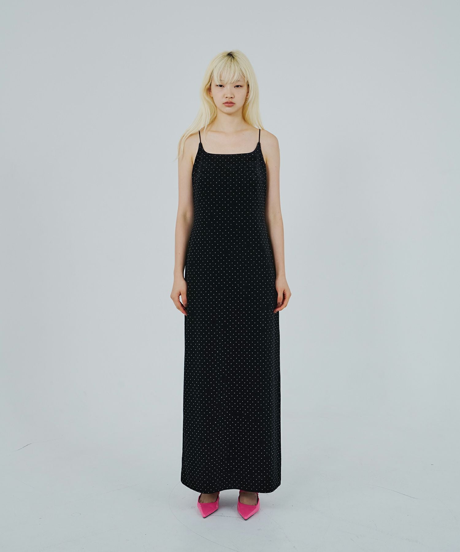 curved square velour dress | ANDRESD