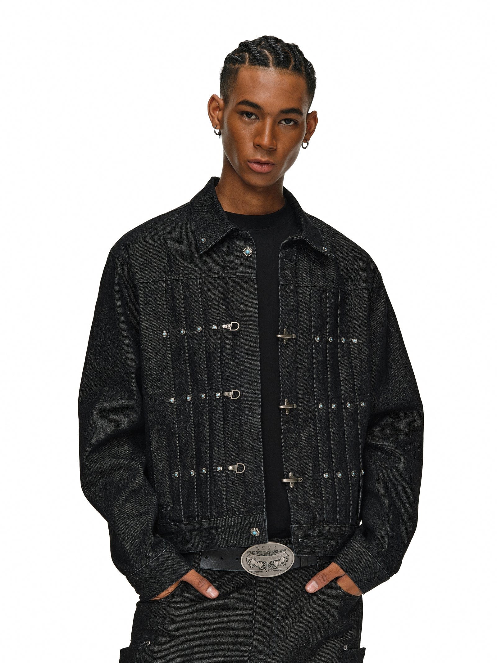 Gemstone Buckle Denim Jacket