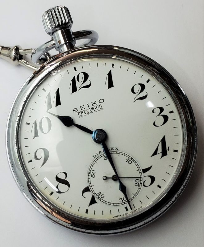 19セイコー昭和中期の懐中時計【長剣、短剣は青い剣・ブルースチール