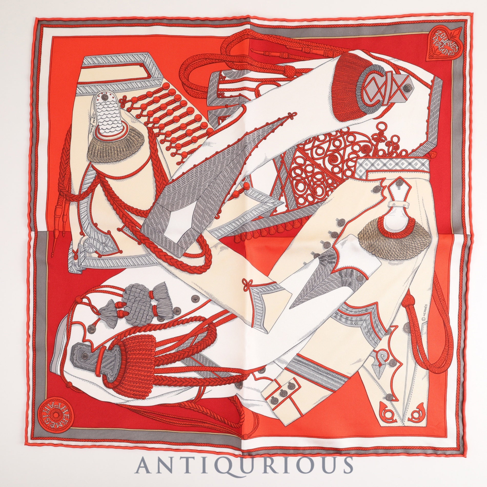 エルメス スカーフ カレ45 Zouaves et Dragons ズアヴとドラゴン