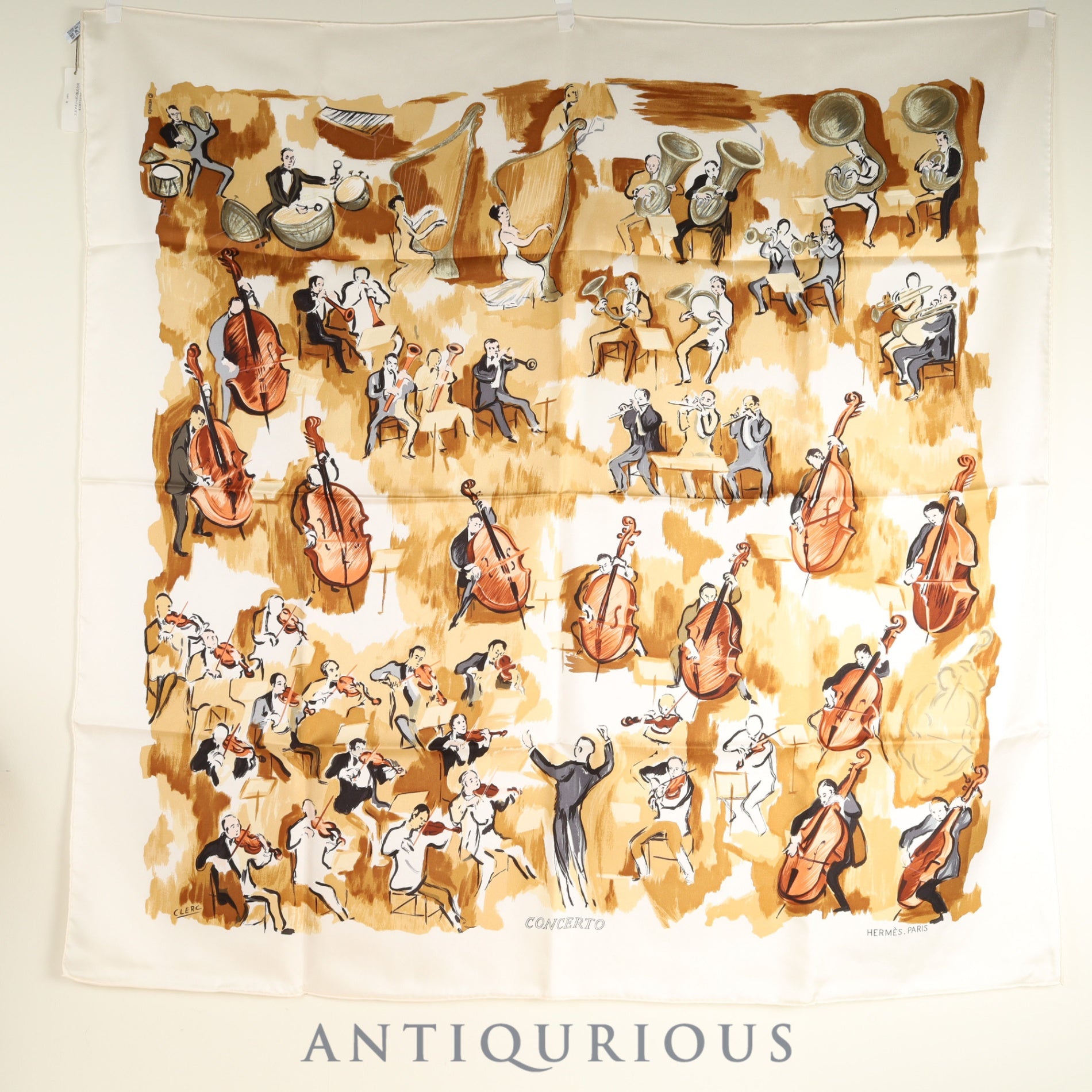 エルメス スカーフ カレ90 CONCERTO コンチェルト 箱 タグ SILK100