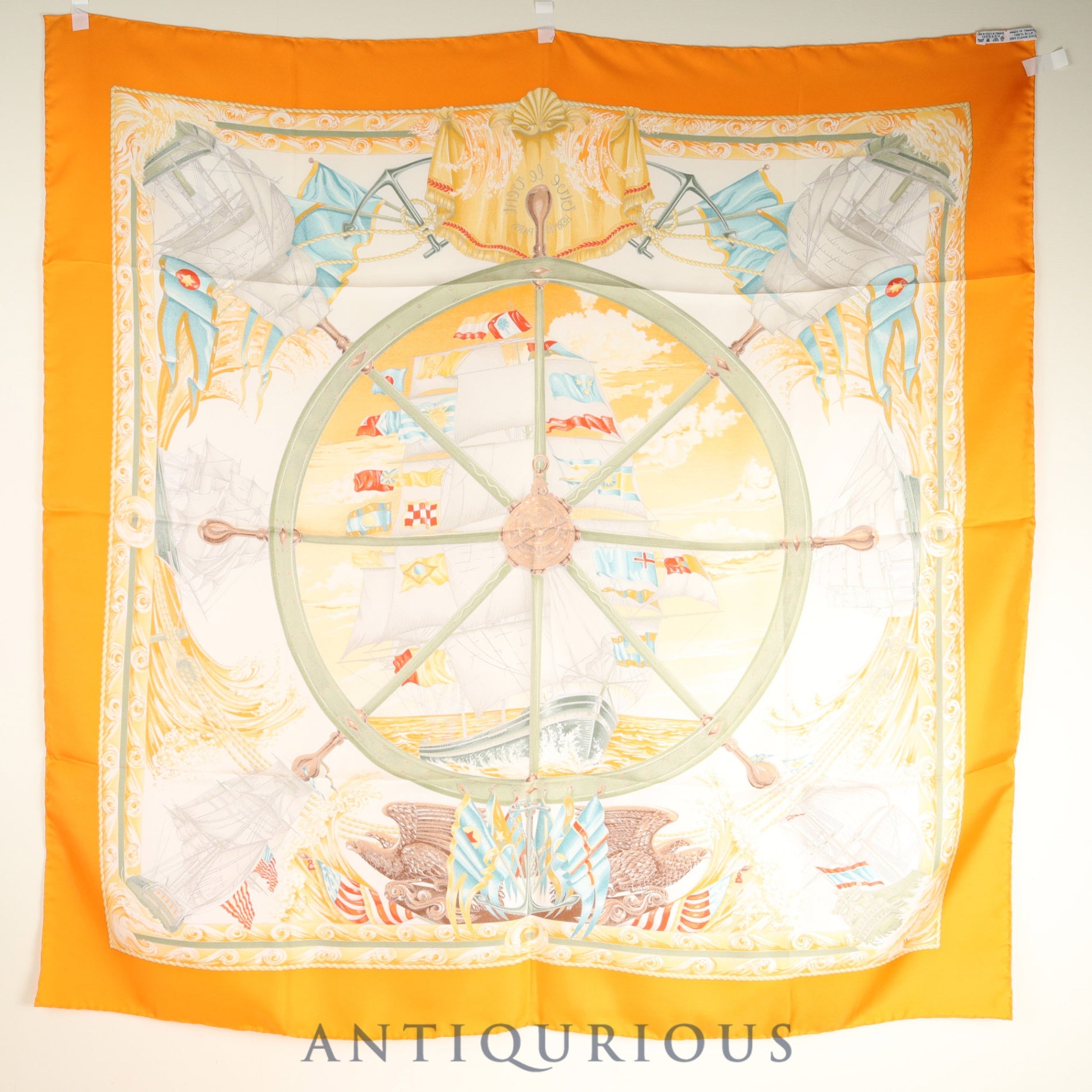 エルメス スカーフ カレ90 VIVE LE VENT 風よ吹け 箱（変色） SILK100