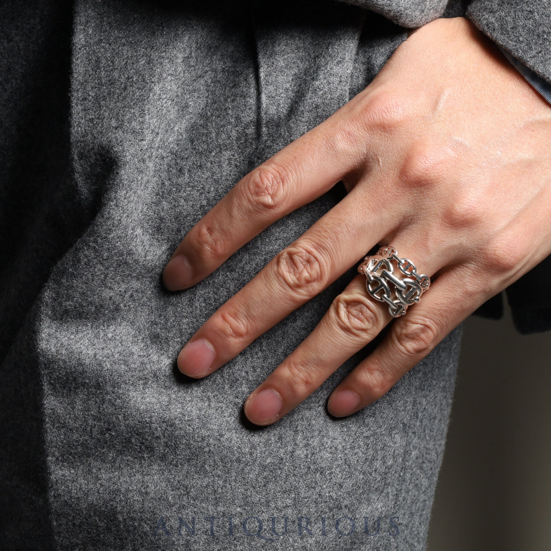 エルメス リング シェーヌダンクル アンシェネ GM SV925 #55 箱 保証書