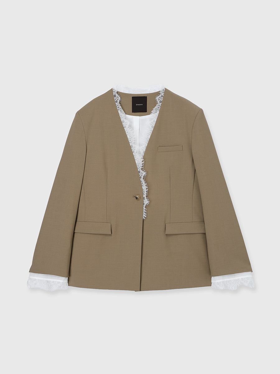 レーストリムノーカラージャケット